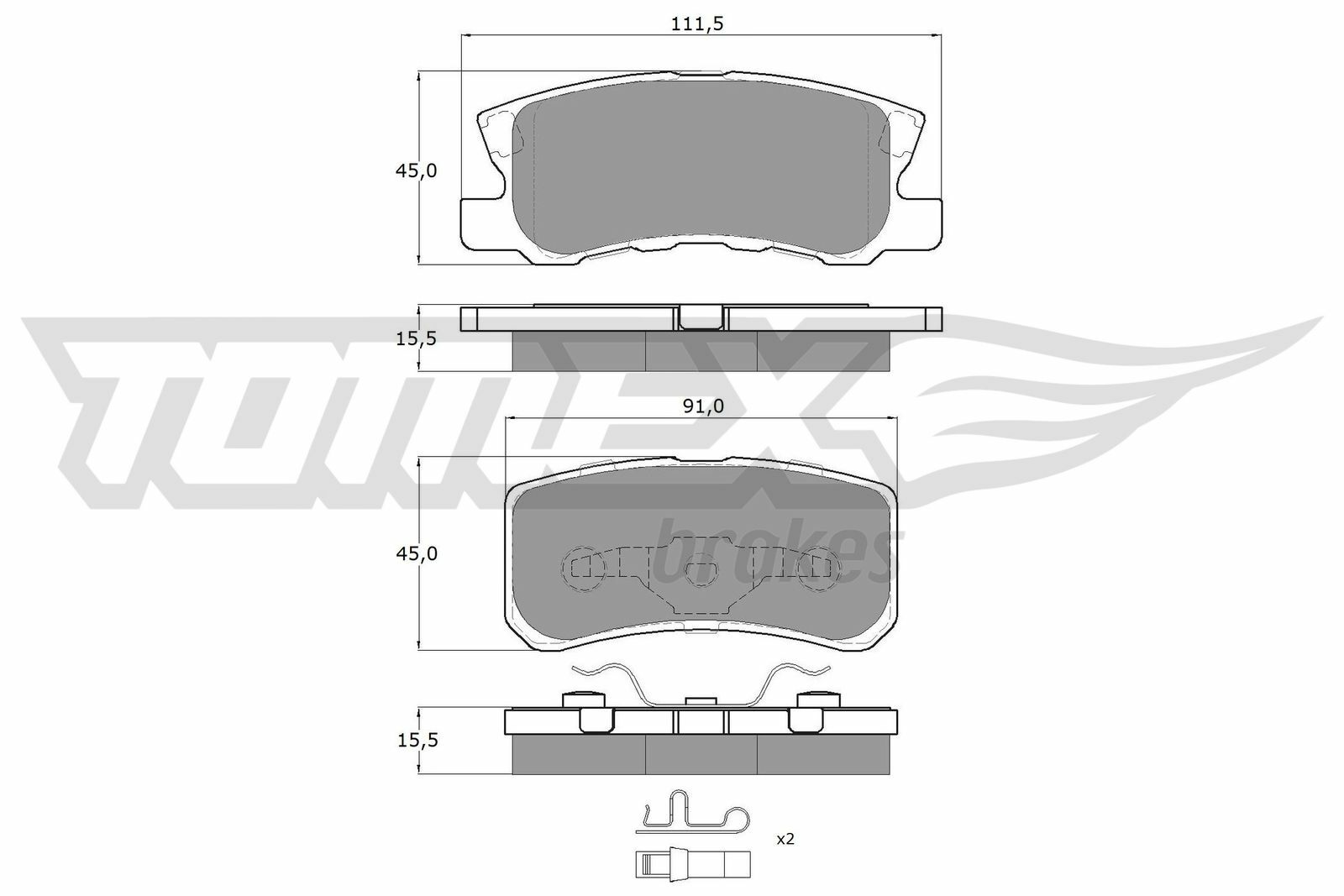 Sada brzdových destiček, kotoučová brzda TOMEX Brakes